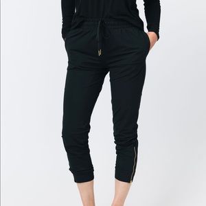 Zyia black everywhere zipper joggers